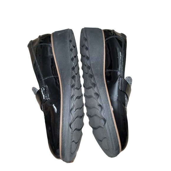 CLARKS Womens Black Wedge Chunky Penny Loafers Y2K 90s Career Preppy Academia 7 - Picture 7 of 9